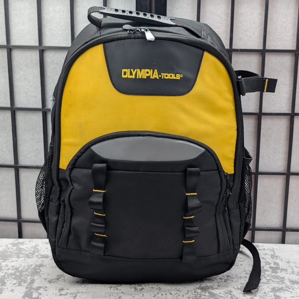 Olympia Tools Black Yellow Work Backpack Tool Bag Durable Heavy Duty Organizer